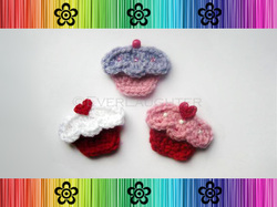 Valentine Cupcake Applique - Crochet Pattern by EverLaughter