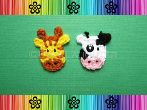 Cow and Giraffe Applique - Crochet Pattern by EverLaughter