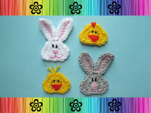 Bunny and Chick Applique - Crochet Pattern by EverLaughter