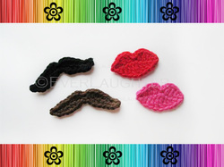 Mustache and Lips Applique - Crochet Pattern by EverLaughter