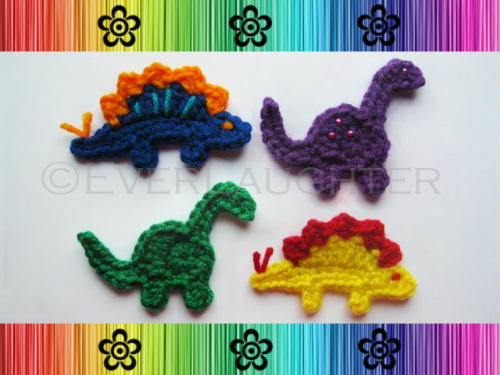 Bronto and Steggy the Dino-Rawrs Applique - Crochet Pattern by EverLaughter